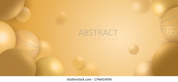 Gelber abstrakter Hintergrund mit Kugeln. Molecule moderne Blasen elegante gelben Hintergrund vibrant Farbverlauf digitale Tapete Textur farbenfrohe Vektor glatt glänzen Glühen abstrakte Web-Karte.