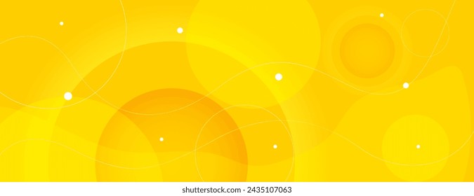 yellow abstract background with circle shapes and wavy line. vector illustration