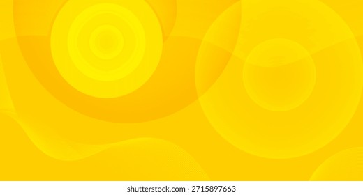 Fondo abstracto amarillo con Formas circulares y línea ondulada. Ilustración vectorial