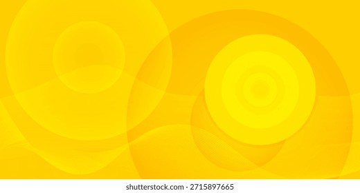 Fondo abstracto amarillo con Formas circulares y línea ondulada. Ilustración vectorial