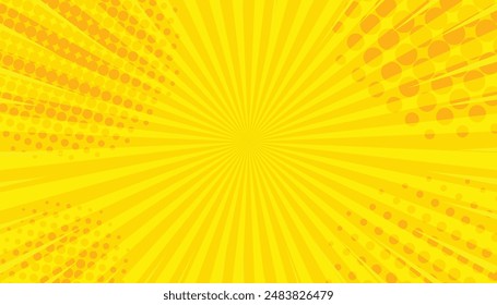 Yellow abstract background. comic sunburst effect background with halftone. sales banners, events, ads, web and pages