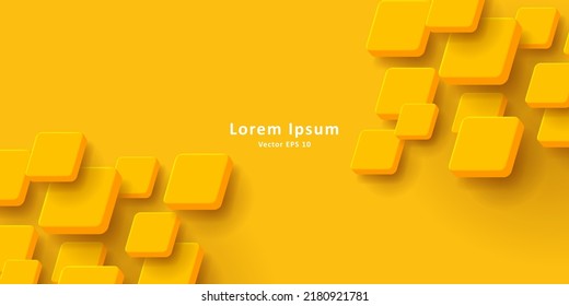 yellow abstract background with cubes overlay, diagonal edges composition. Vector illustration