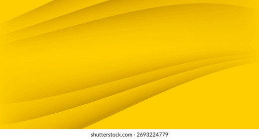 Gelbes abstraktes Hintergrunddesign mit gekrümmten Formen und Schatten, geeignet für Grafikdesign-Projekte, die dynamische visuelle Effekte erfordern.