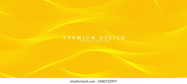 yellow abstract background design. Modern wavy line pattern in yellow color. Premium stripe texture. abstract yellow background.