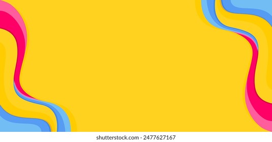 yellow abstract background design with wave frame shape with empty space for banner, flayer, poster design vector illustration