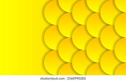 yellow abstract background features overlapping circular shapes, creating a lively and dynamic design. Suitable as a modern and attractive backdrop for a variety of creative projects