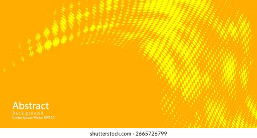 yellow abstract background featuring dynamic halftone dots and flowing wave design. Ideal for creative projects, summer themes, marketing materials, and modern digital art.