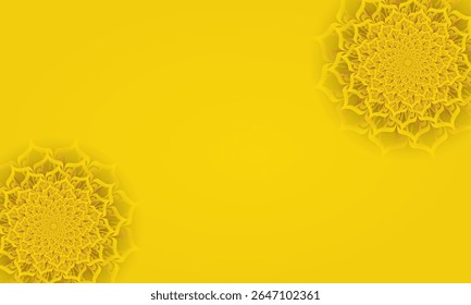 Yellow Abstract Background with Geometric Mandala Pattern in Corner Design