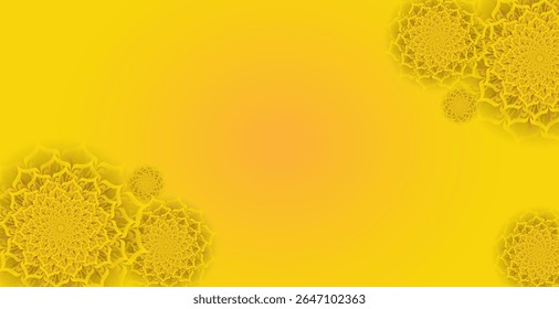 Yellow Abstract Background with Geometric Mandala Pattern in Corner Design
