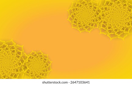 Yellow Abstract Background with Geometric Mandala Pattern in Corner Design