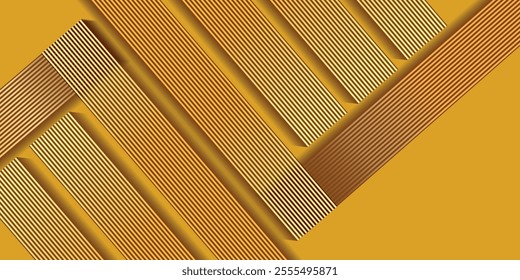 Yellow abstract background. Glossy orange gradient diagonal lines. Modern dynamic lines. Geometric patterns. Futuristic technology graphic design.