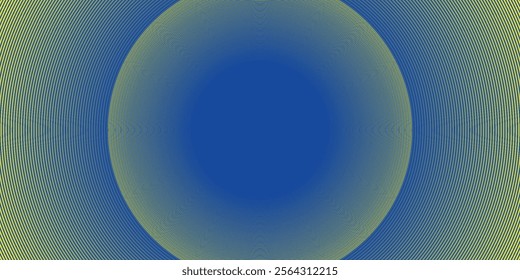 yellow abstract background with glowing circles. Rotating circular line pattern. Geometric spiral. Rotating elements. illustration