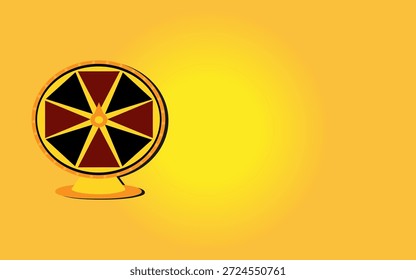 Fondo abstracto amarillo con la rueda de la fortuna brillante.