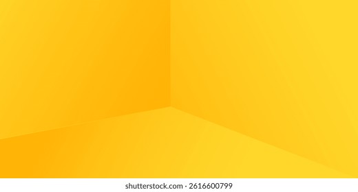 yellow abstract background with Gradient in empty space studio, Yellow empty space studio gradient used as background, yellow background studio with sparkles used for product shooting.vector eps10