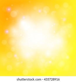Yellow abstract background with light, blurs, shining spots. Sun light background