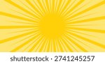 Yellow abstract background with light of sunburst. yellow starburst with halftone. sun ray retro background with flash