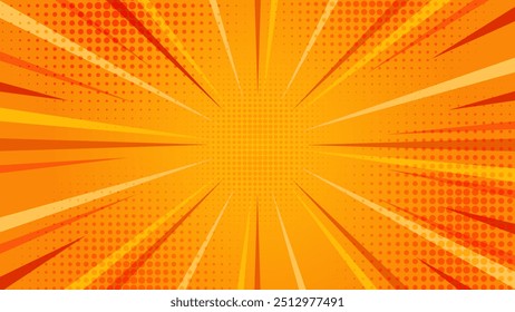 Gele abstracte achtergrond met licht van sunburst. gele starburst met halftone