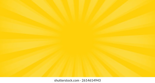 Yellow abstract background with light of sunburst. yellow starburst with halftone. sun ray retro background with flash