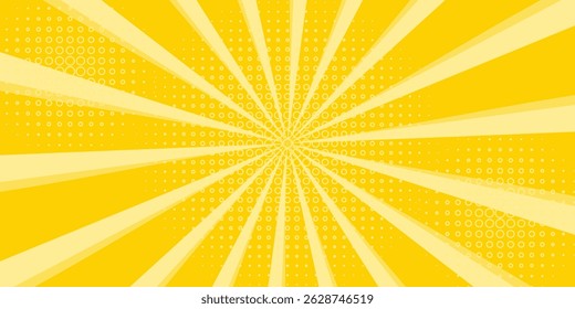 Yellow abstract background with light of sunburst. yellow starburst with halftone. sun ray retro background with flash modern background Ilustration eps 10