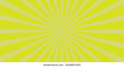 yellow abstract background with light of sunburst. yellow starburst with halftone. sun ray retro background with flash. vector