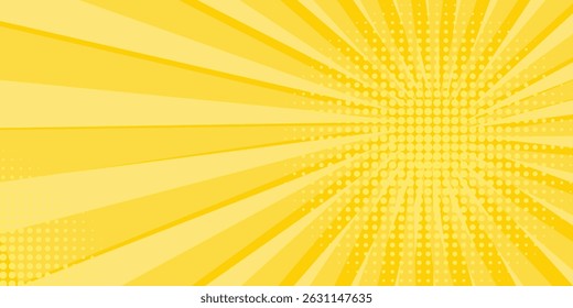 Yellow abstract background with light of sunburst. yellow starburst with halftone. sun ray retro background with flash vector