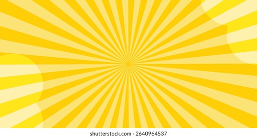 Yellow abstract background with light of sunburst. yellow starburst with halftone. sun ray retro background with flash