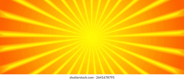 Yellow abstract background with light of sunburst. yellow starburst with halftone. sun ray retro background with flash