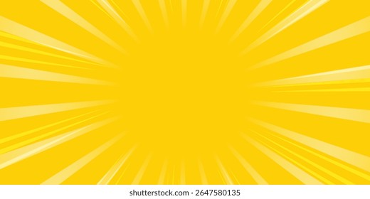 Yellow abstract background with light of sunburst. yellow starburst with halftone. sun ray retro background with flash
