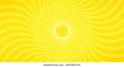 Gelber abstrakter Hintergrund mit Licht von Sonnenaufgang. gelber Stern mit Halbton. Sonnenstrahl Retro-Hintergrund mit Blitz