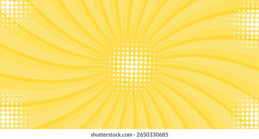 Fundo abstrato amarelo com luz de sunburst. amarelo starburst com meio-tom. raio solar fundo retro com flash