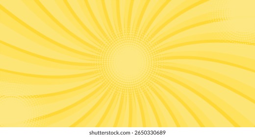 Yellow abstract background with light of sunburst. yellow starburst with halftone. sun ray retro background with flash eps.10