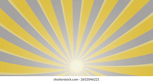 Yellow abstract background with light of sunburst. yellow starburst with halftone. sun ray retro background with flash