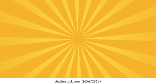 Fundo abstrato amarelo com luz de sunburst. amarelo starburst com meio-tom. raio solar fundo retro com flash