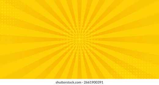Fondo abstracto amarillo con la luz de la explosión de sol. estelada amarilla con medio tono. Vector Eps 10