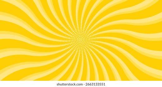 Fundo abstrato amarelo com luz de explosão solar. Estrela amarela com meio-tom.