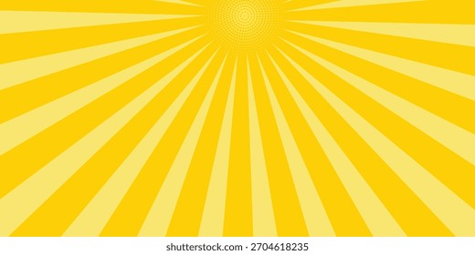 Fondo abstracto amarillo con la luz de la explosión del sol. estelada amarilla con el semitono. fondo retro del rayo del sol con el flash