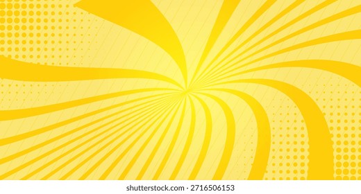 yellow abstract background with light of sunburst. yellow starburst with halftone. sun ray retro background with flash.eps.10.