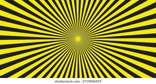 Yellow abstract background with light of sunburst. yellow starburst with halftone. sun ray retro background with flash
