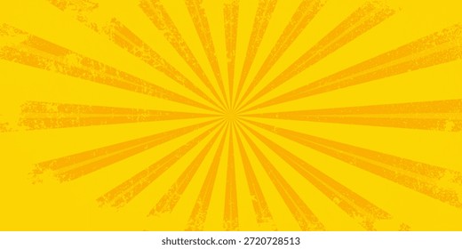 Fondo abstracto amarillo con la luz de la explosión del sol. estelada amarilla con el semitono. fondo retro del rayo del sol con el flash