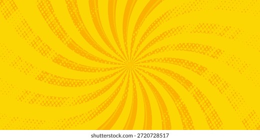 Fondo abstracto amarillo con la luz de la explosión del sol. estelada amarilla con el semitono. fondo retro del rayo del sol con el flash