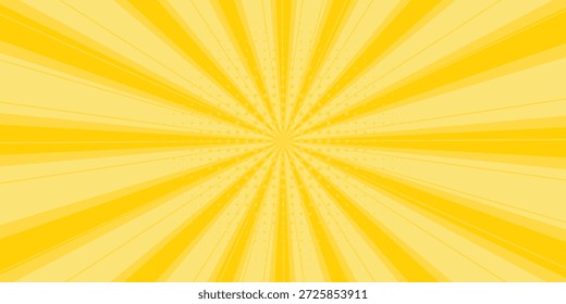 Fondo abstracto amarillo con la luz de la explosión del sol. estelada amarilla con el semitono. fondo retro del rayo del sol con el flash