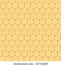 The yellow abstract background made out of red hexagons / red hexagons background / Hexagons