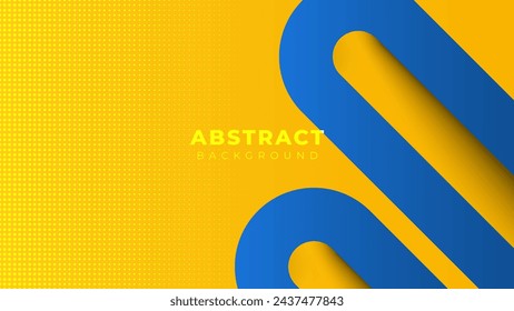 Yellow abstract background with minimal blue geometric shape background abstract design modern hipster futuristic graphic