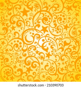 Yellow Abstract background. Sky with stars and moon. vector illustration 