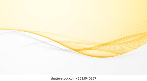 Fondo abstracto amarillo con líneas elegantes suaves y bordes grises. Ilustración vectorial