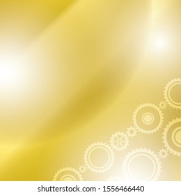 yellow abstract background with transparent cogwheels - vector illustration