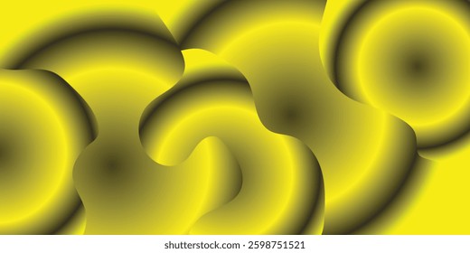 Yellow Abstract Background: A vibrant and dynamic abstract art piece with a captivating blend of yellow, and black. swirling and overlapping shapes creating an intriguing visual effect. 