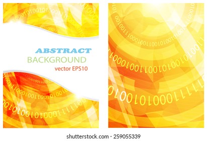 Yellow abstract backgrounds with a binary code
