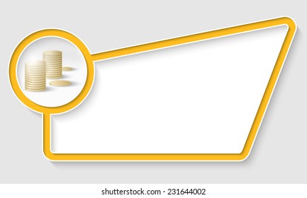 yellow abstract box for text with coin