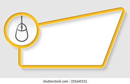 yellow abstract box for text with mouse icon